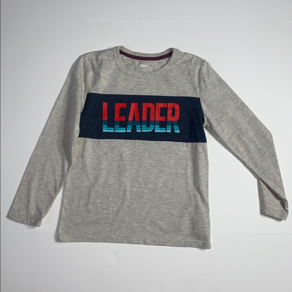 Old Navy Boys grey LEADER long sleeve shirt sz.M
